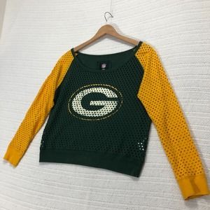 NFL Team Apparel Green Bay Packers Mesh Long Sleeve Top Football L